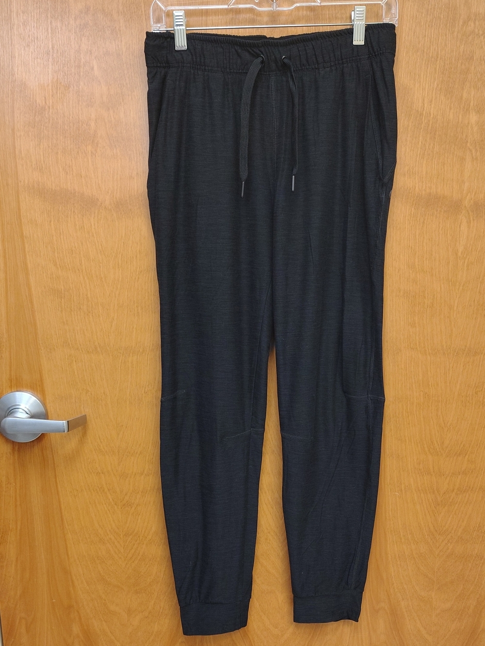 Apana Women's Heather Charcoal And Black Drawstring Joggers with Elastic Waist